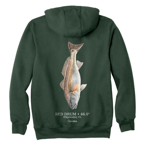 Custom fish Carhartt® Hoodie in Forest Green, back