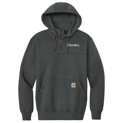 Custom fish Carhartt® Quarter-Zip Hoodie in Carbon Heather, front