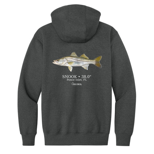 Custom fish Carhartt® Quarter-Zip Hoodie in Carbon Heather, back