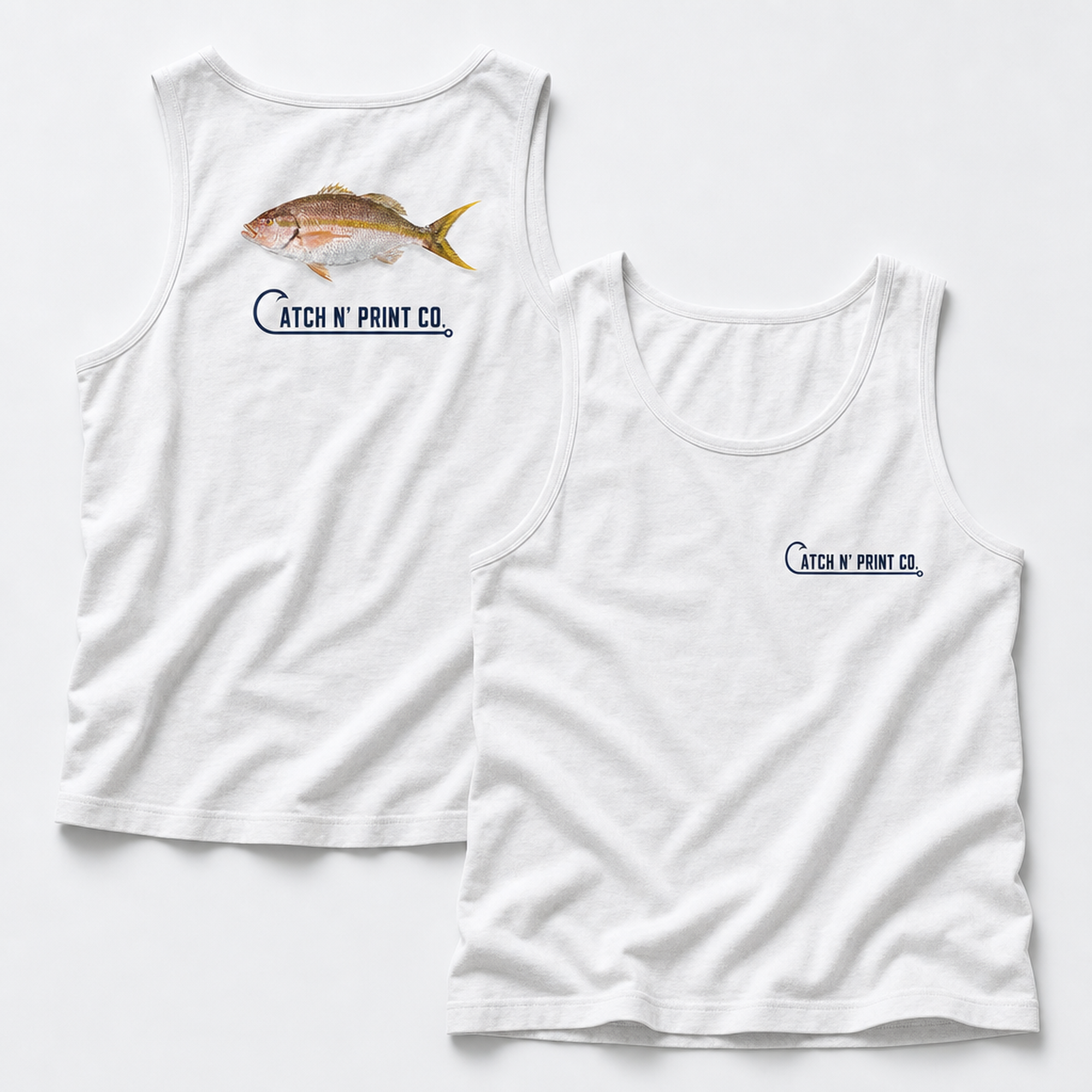 Catch N' Print custom fish tank top in white, front and back