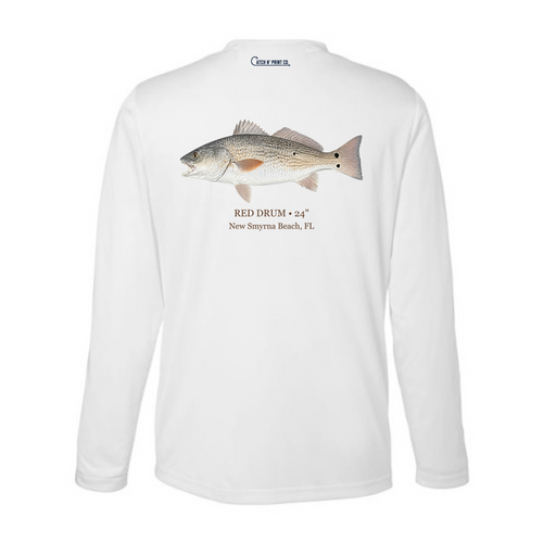 Performance Long Sleeve, Gyotaku Color artwork, White, Horizontal orientation, back view