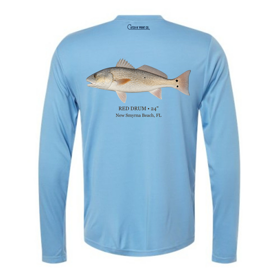Performance Long Sleeve, Realistic artwork, Light Blue, Horizontal orientation, back view